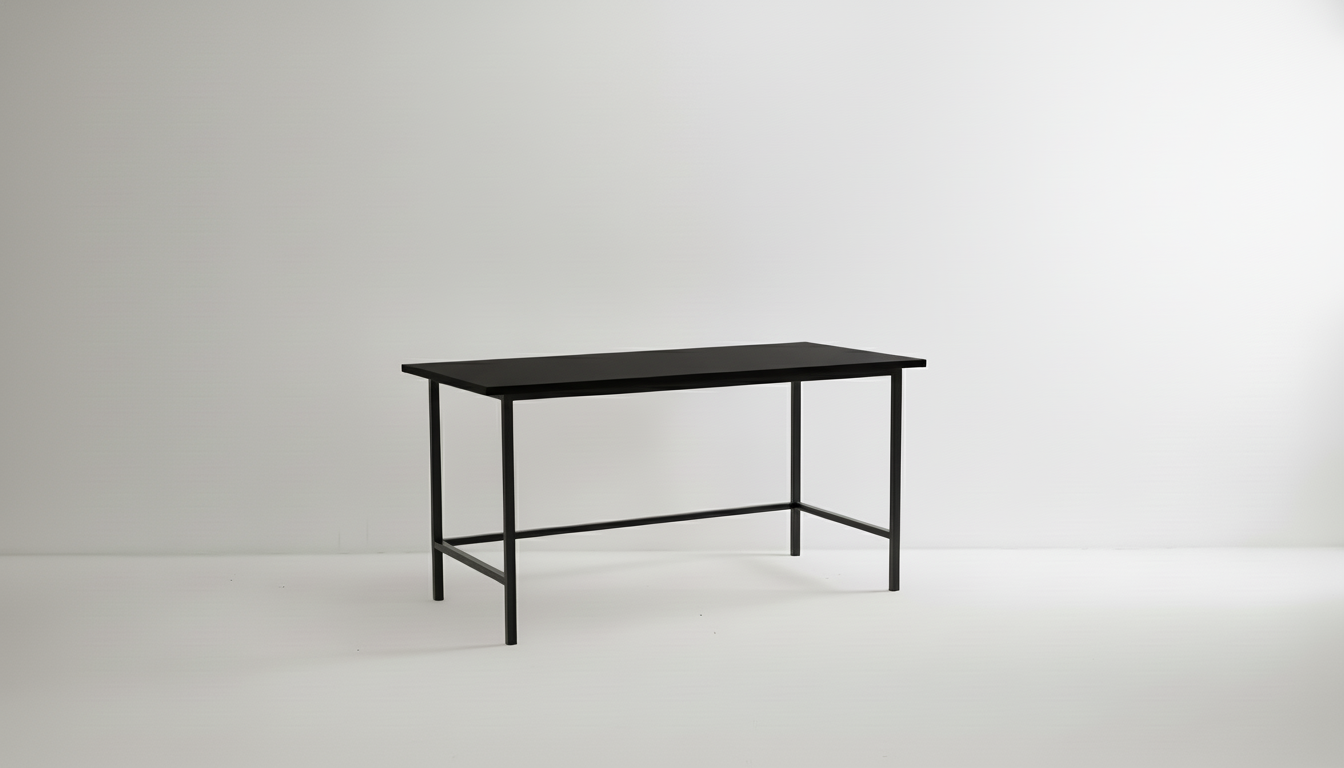 Black desk on a white background