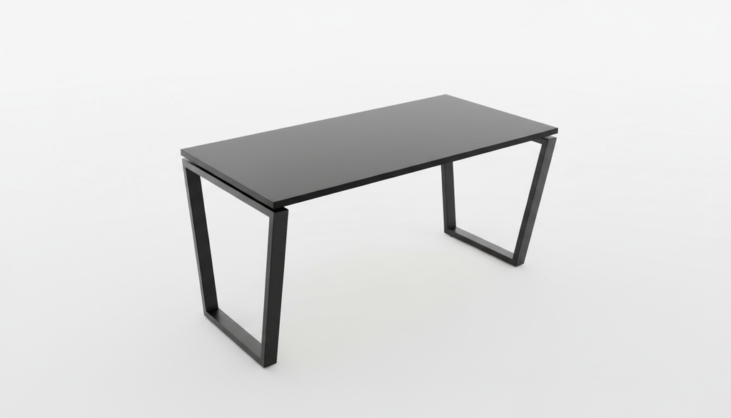 Black desk on a white background