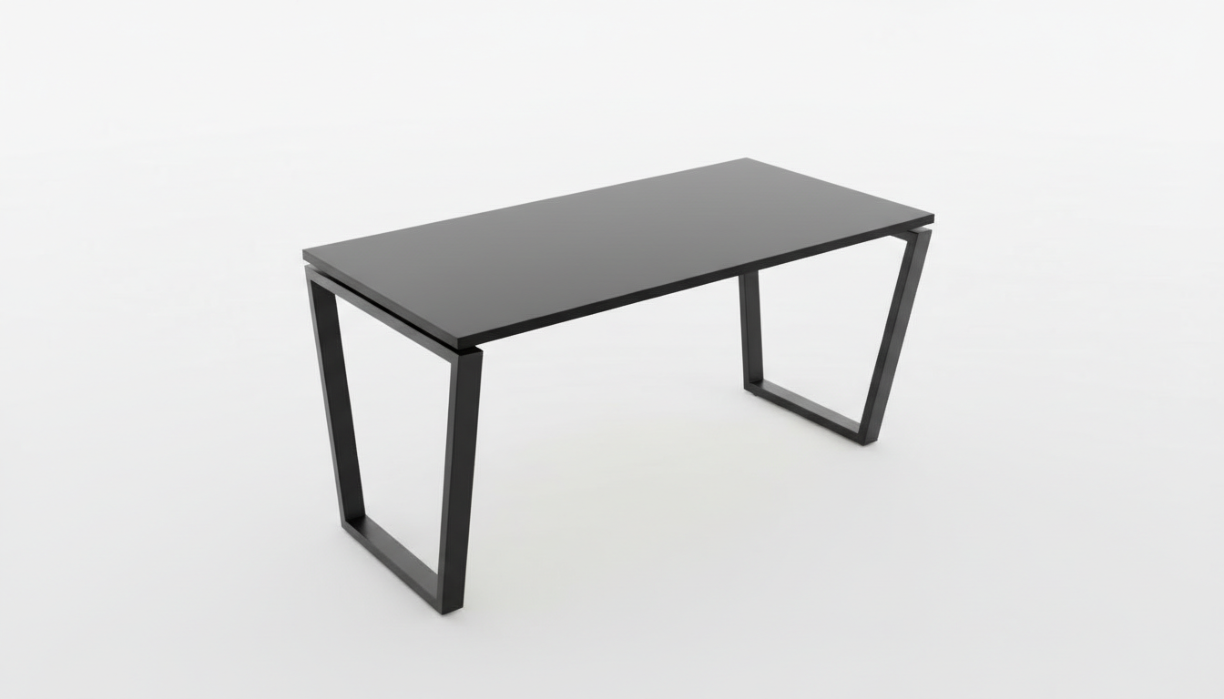 Black desk on a white background