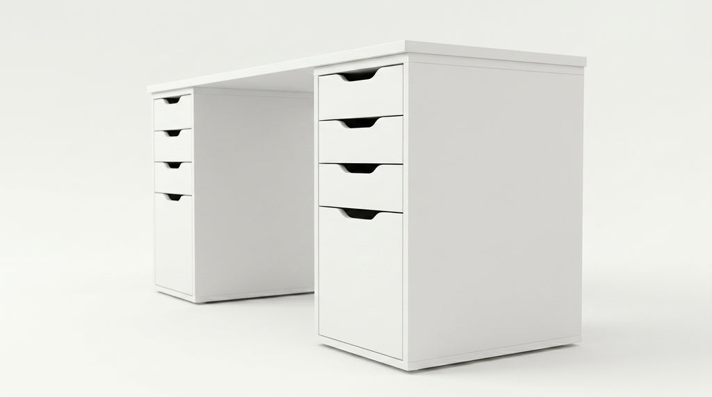 Skoon noir desk with drawers white color