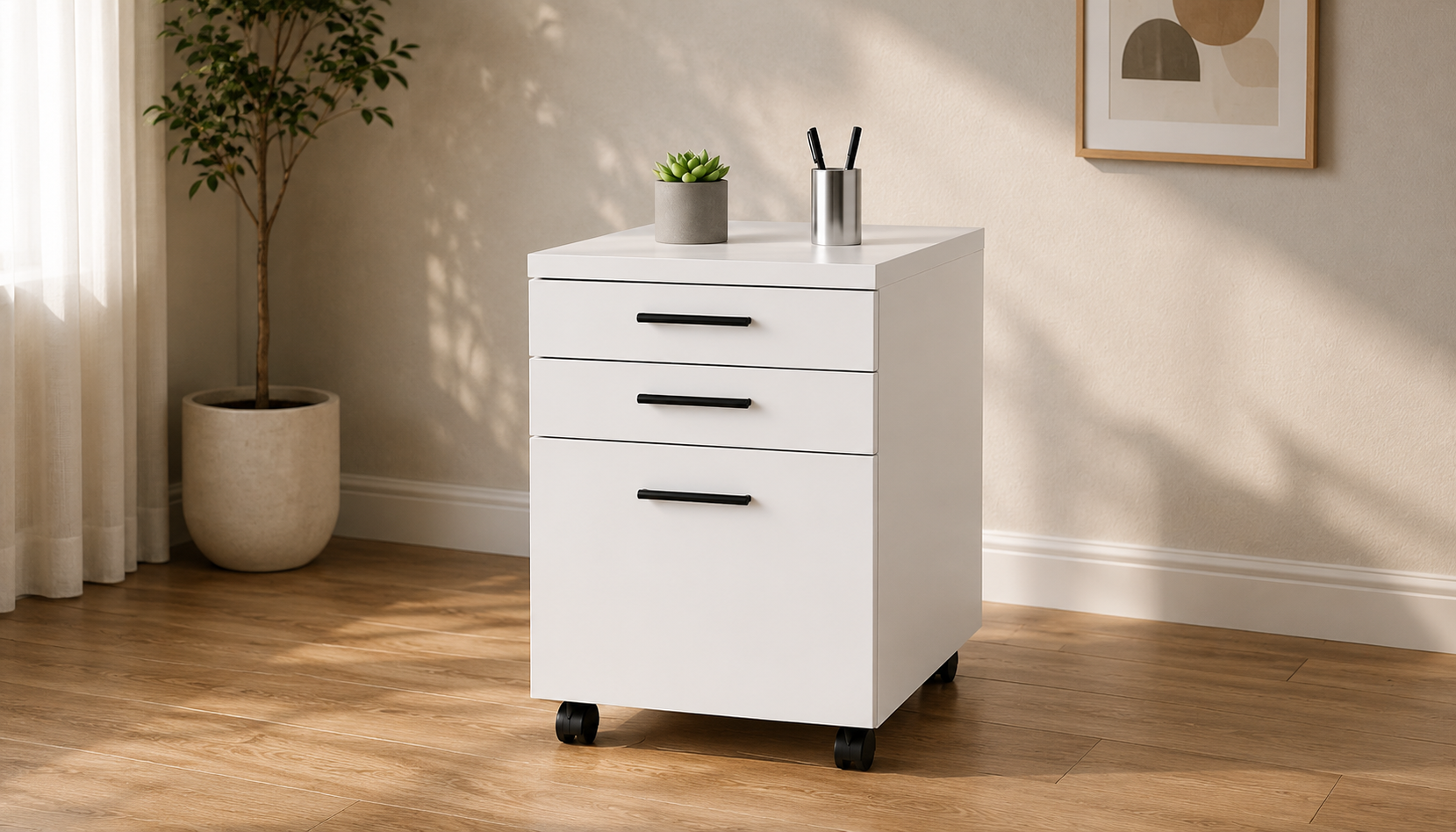 White mobile drawers 