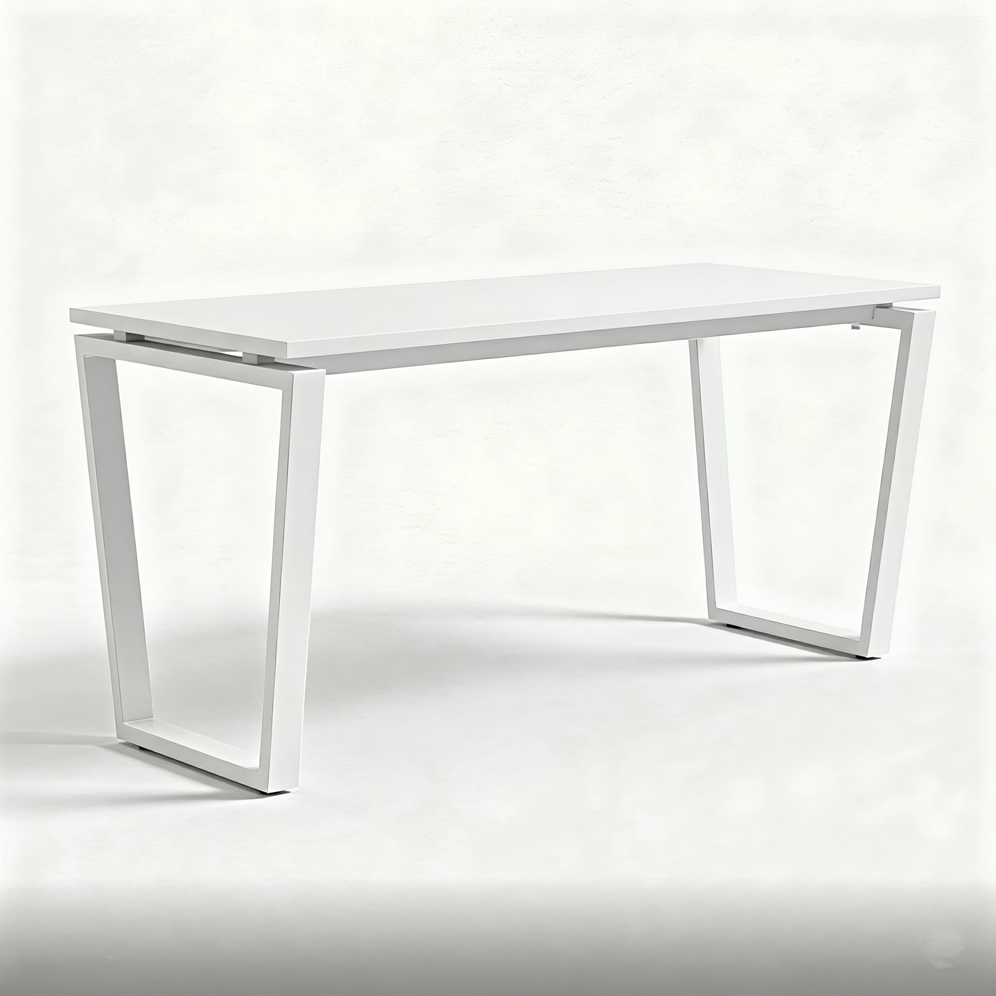 White desk with a minimalist design on a white background