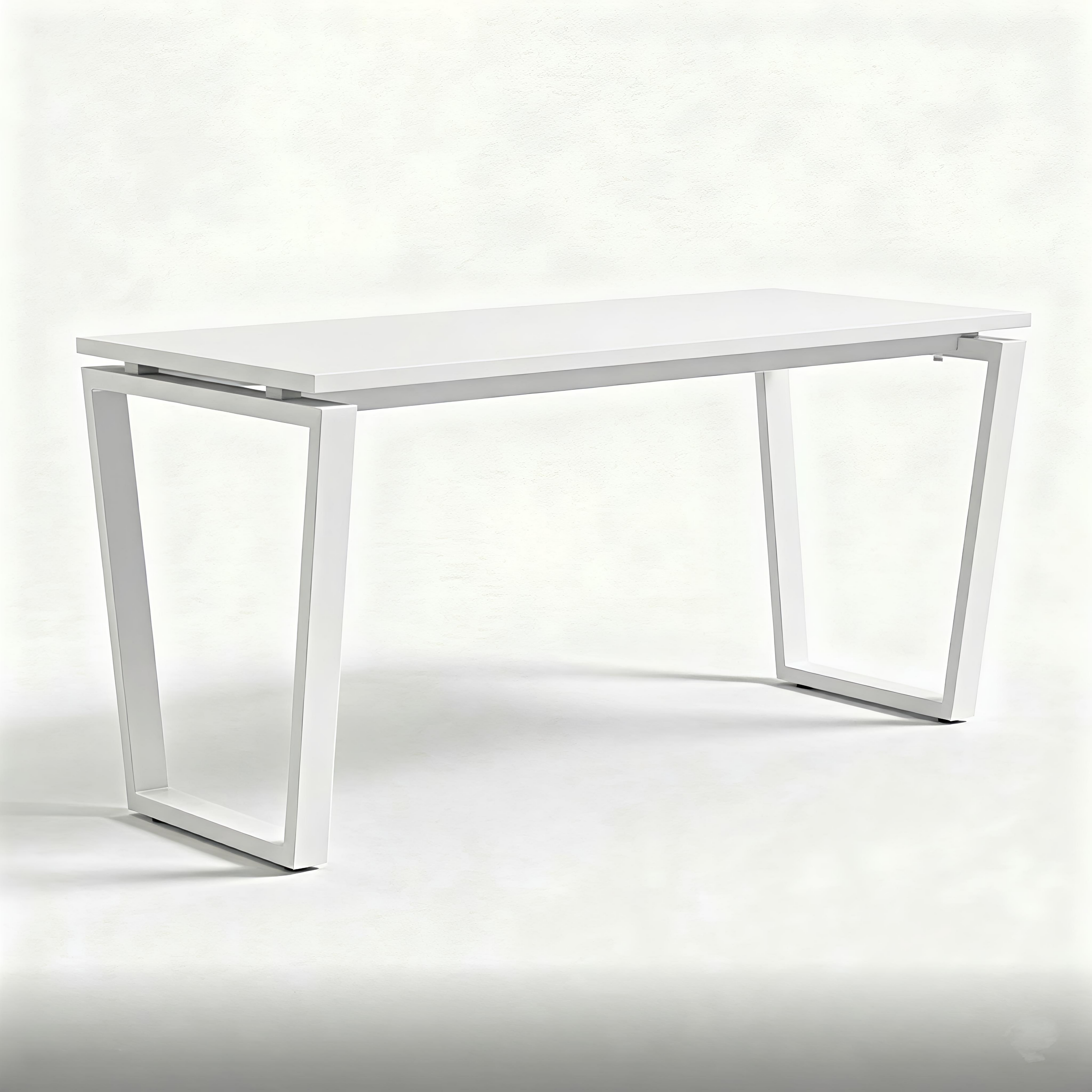White desk with a minimalist design on a white background